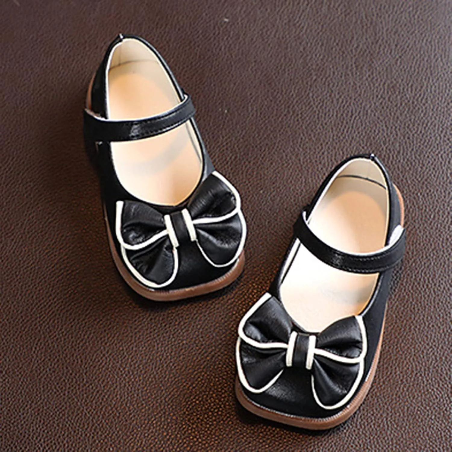 Toddler Flower Girl Dress Shoes Bows Mary Jane Ballet Flats Wedding Party Little Girls Low Mary Janes Shoes for Girls
