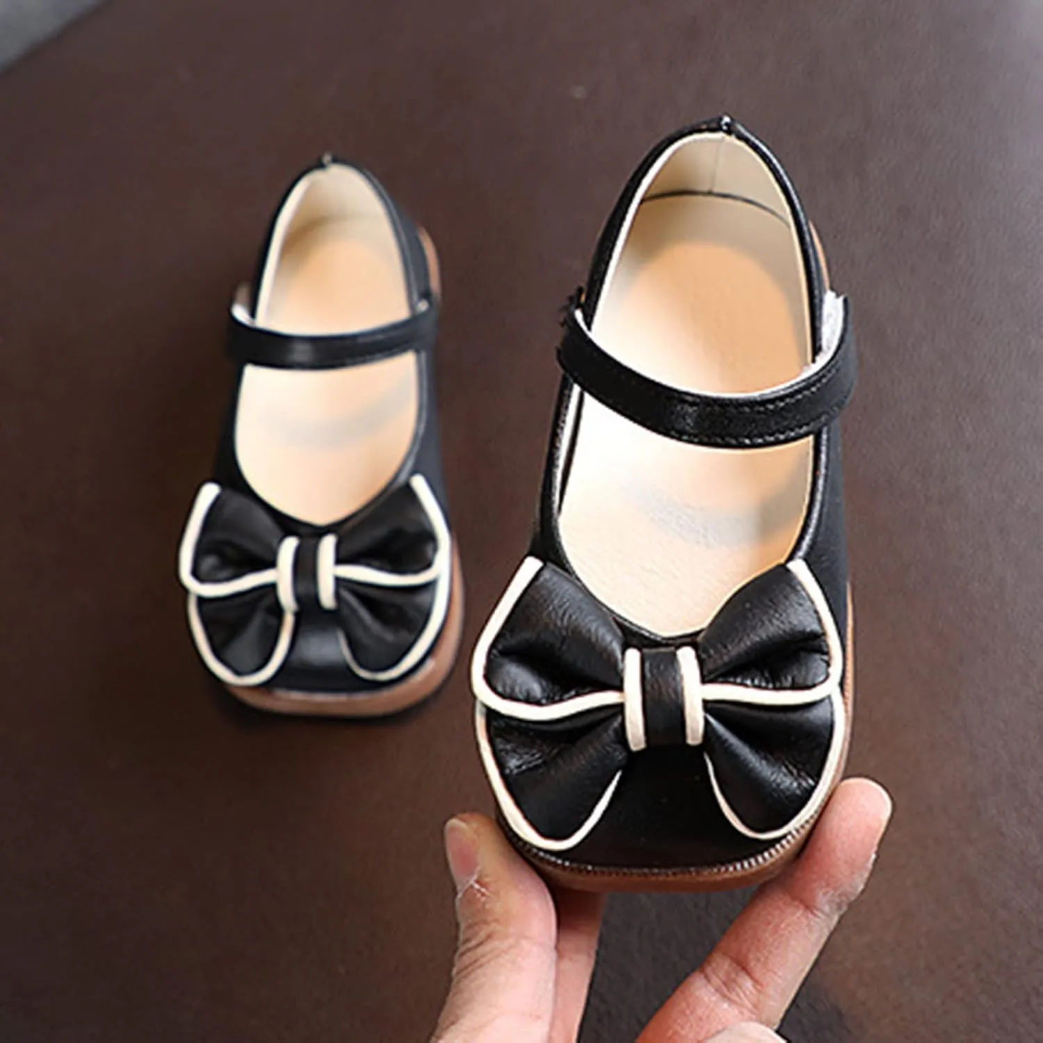 Toddler Flower Girl Dress Shoes Bows Mary Jane Ballet Flats Wedding Party Little Girls Low Mary Janes Shoes for Girls