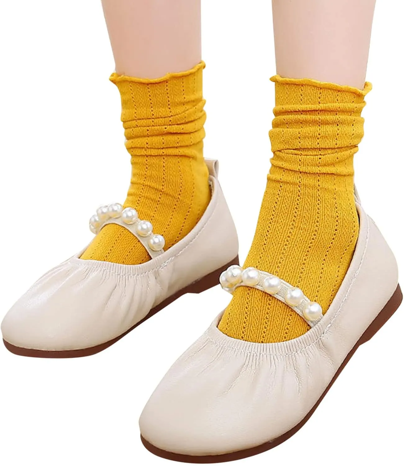 Toddler Flower Girl Dress Shoes Pearls Ballet Flats Party Wedding Toddler Little Kid Girl Mary Jane Shoes