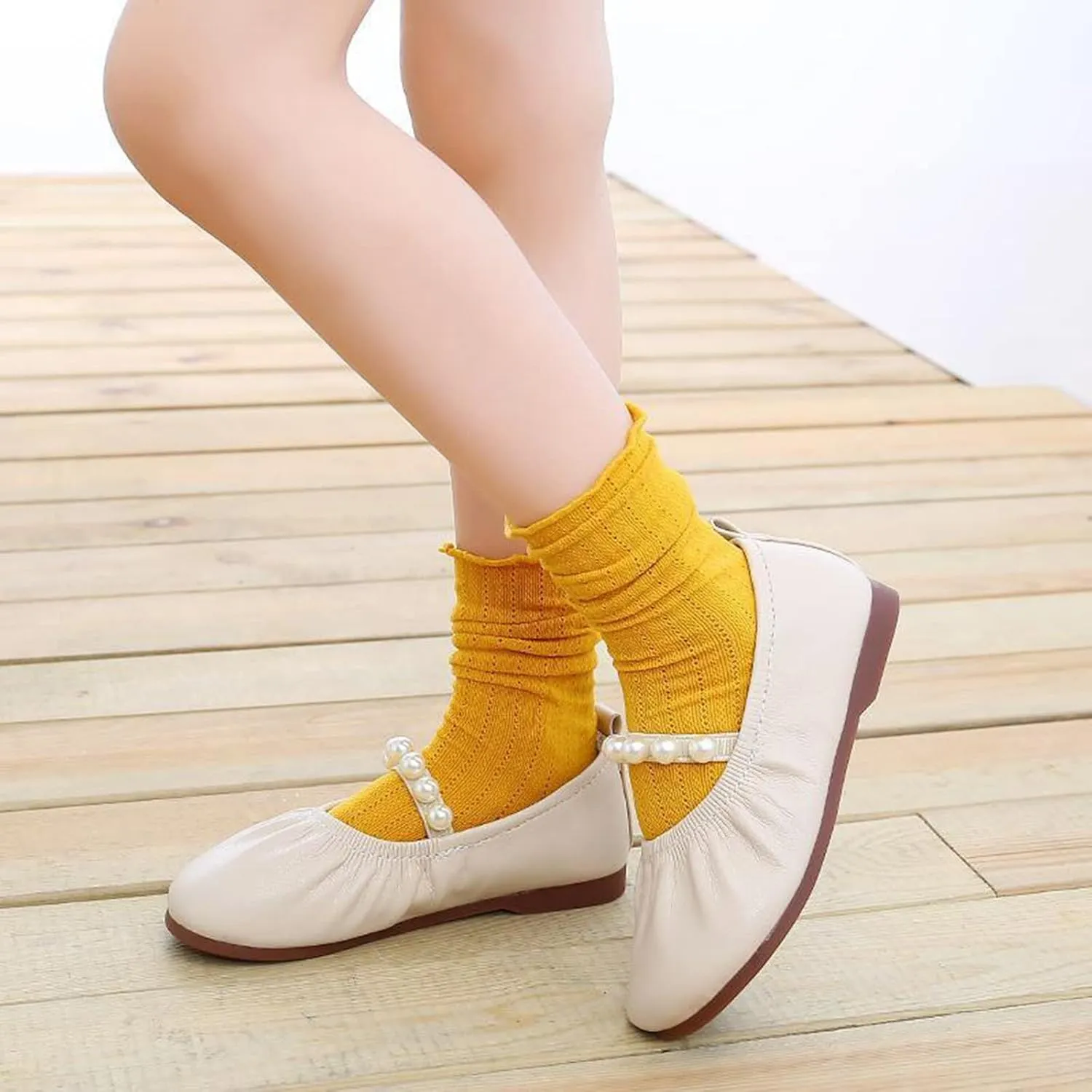 Toddler Flower Girl Dress Shoes Pearls Ballet Flats Party Wedding Toddler Little Kid Girl Mary Jane Shoes