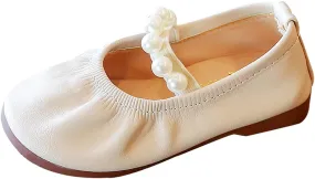 Toddler Flower Girl Dress Shoes Pearls Ballet Flats Party Wedding Toddler Little Kid Girl Mary Jane Shoes
