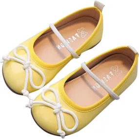 Toddler Girl Mary Jane Dress Shoes Little Girl School Shoes Non Slip Soft Sole Leather Shoes Bowknot Flat Shoes