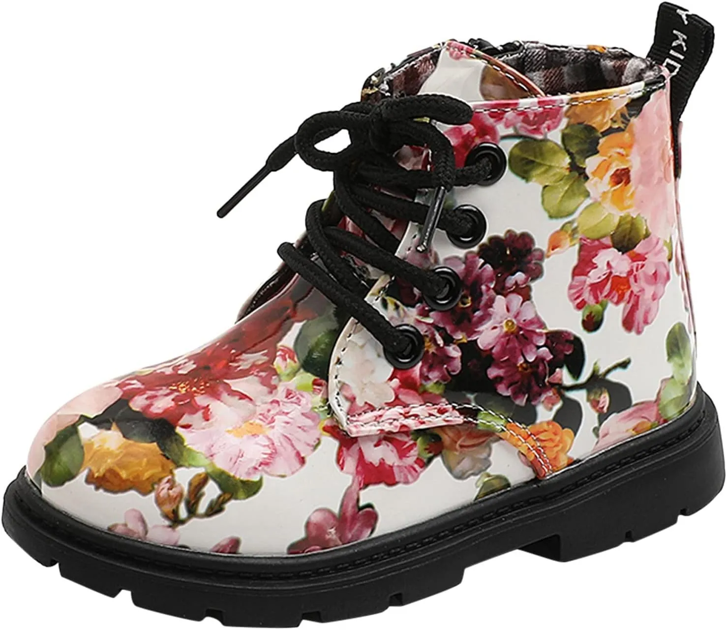 Toddler Girls Boots helsea aterproof Ankle Booties Floral Prints Chunky Heel Lug Sole Elastic Fashion Shoes
