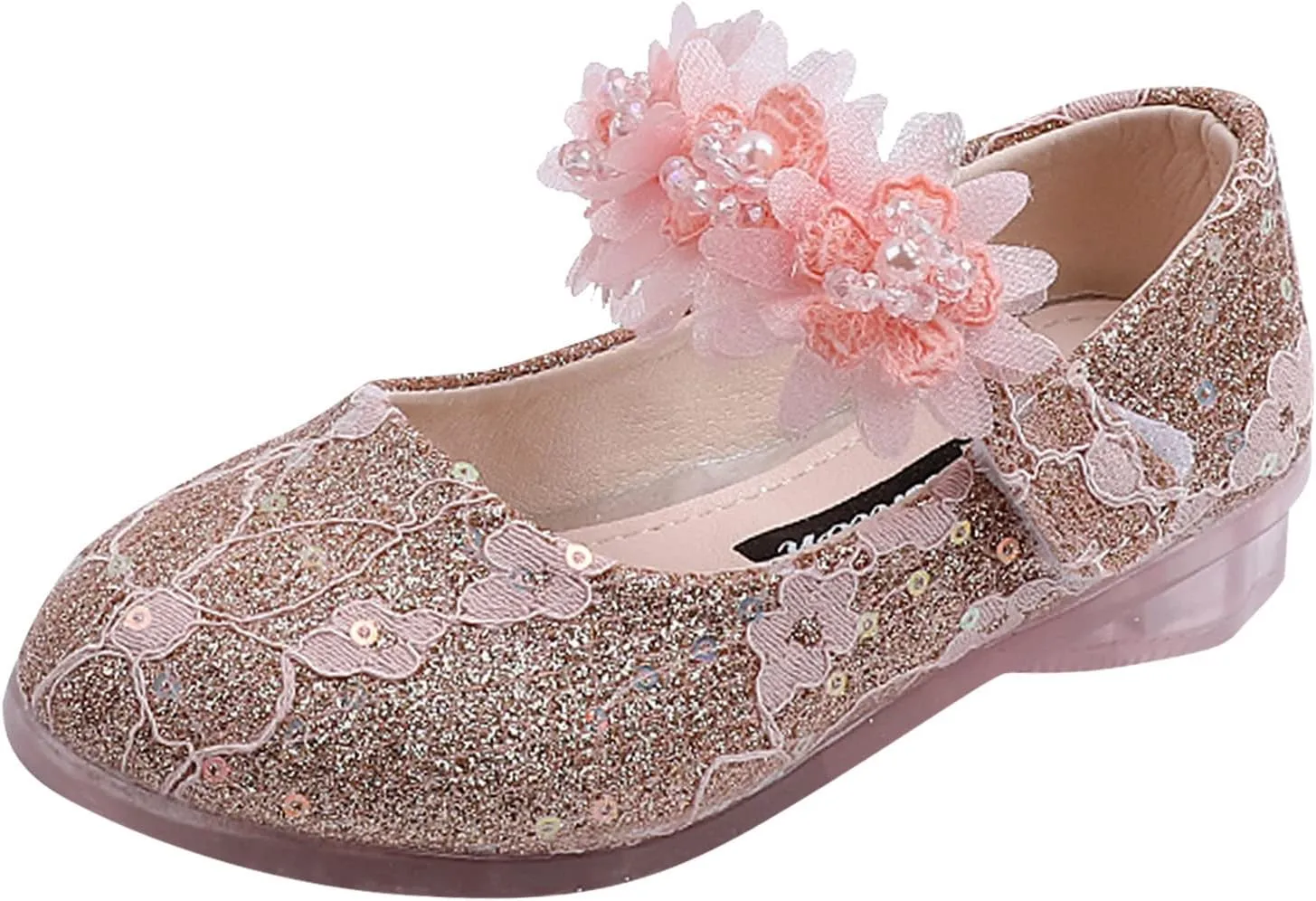 Toddler Girls Dress Shoes Flower Girl Shoes Ankle Strap Ballet Flats Pearls Mary Jane Wedding Party Flower Kid Shoes