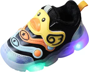 Toddler Girls Light Up Shoes Sports Shoes 1 3Years Baby Boys Led Light Luminous Running Sport Boots Shoes Gift (Black-3, 2-2.5 Years Toddler)