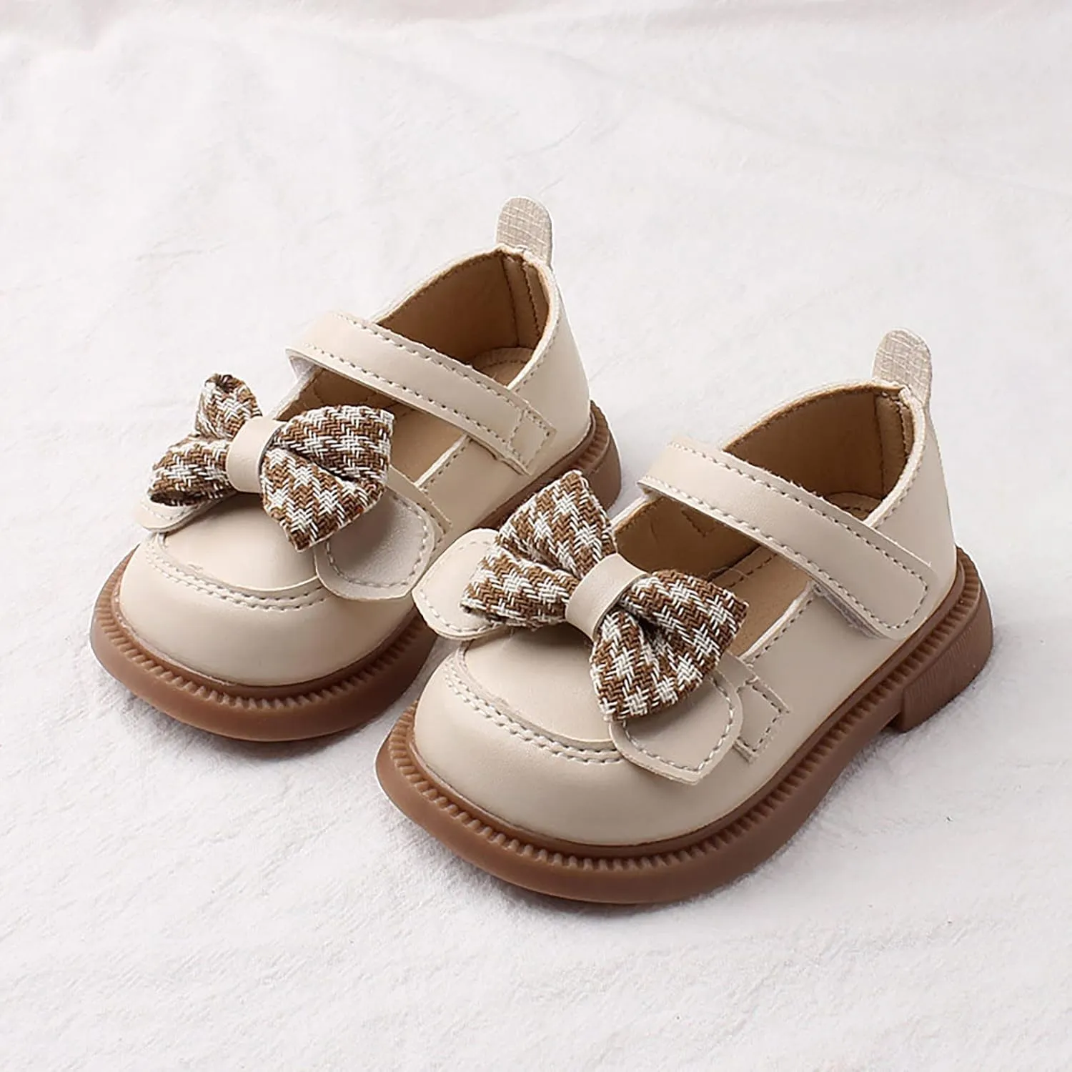 Toddler Girls Mary Jane Shoes Platform Slip On Chunky Heel Leather Flats Round Toe School Uniform Dress Shoes