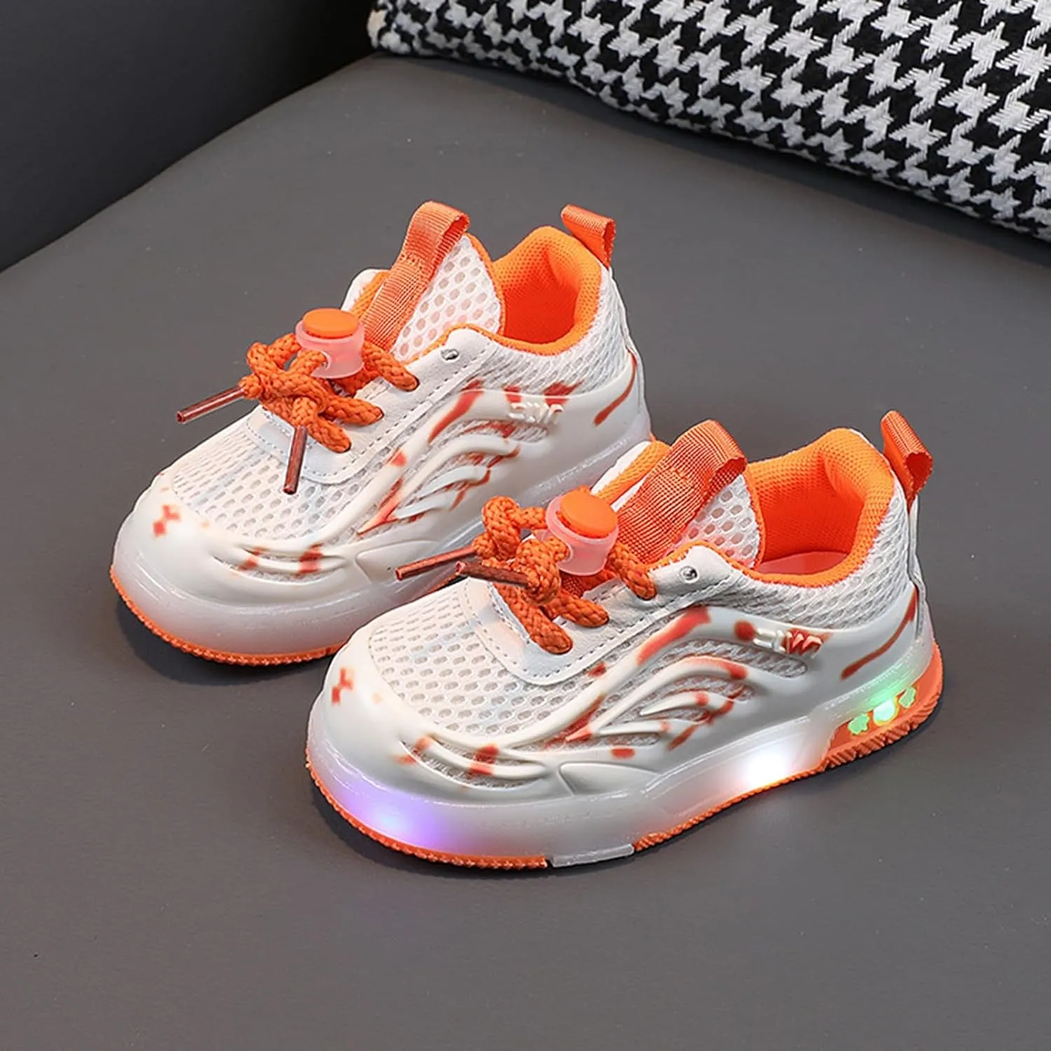 Toddler Infant Light Up Flash LED Light Breathable Sneakers Baby Kids Luminous Sports Mesh Athletic Running Shoes