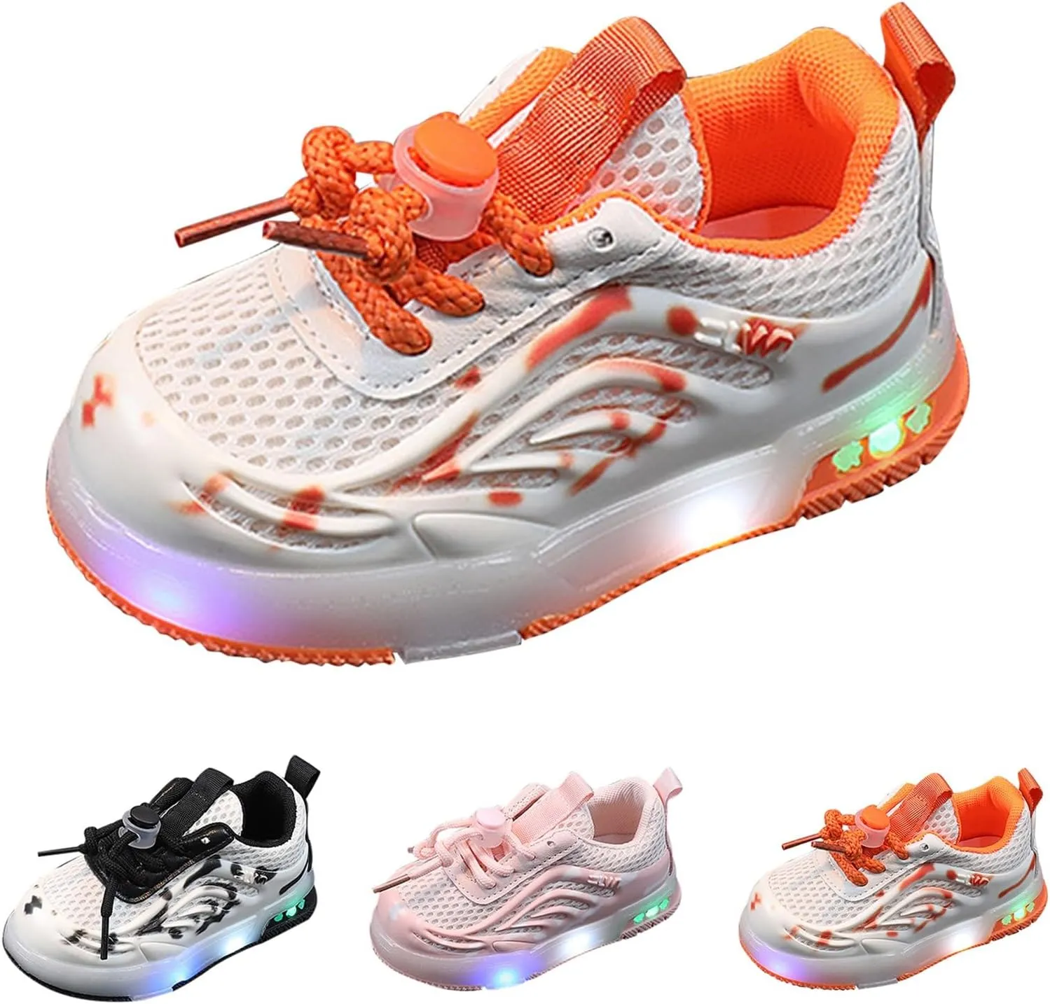 Toddler Infant Light Up Flash LED Light Breathable Sneakers Baby Kids Luminous Sports Mesh Athletic Running Shoes