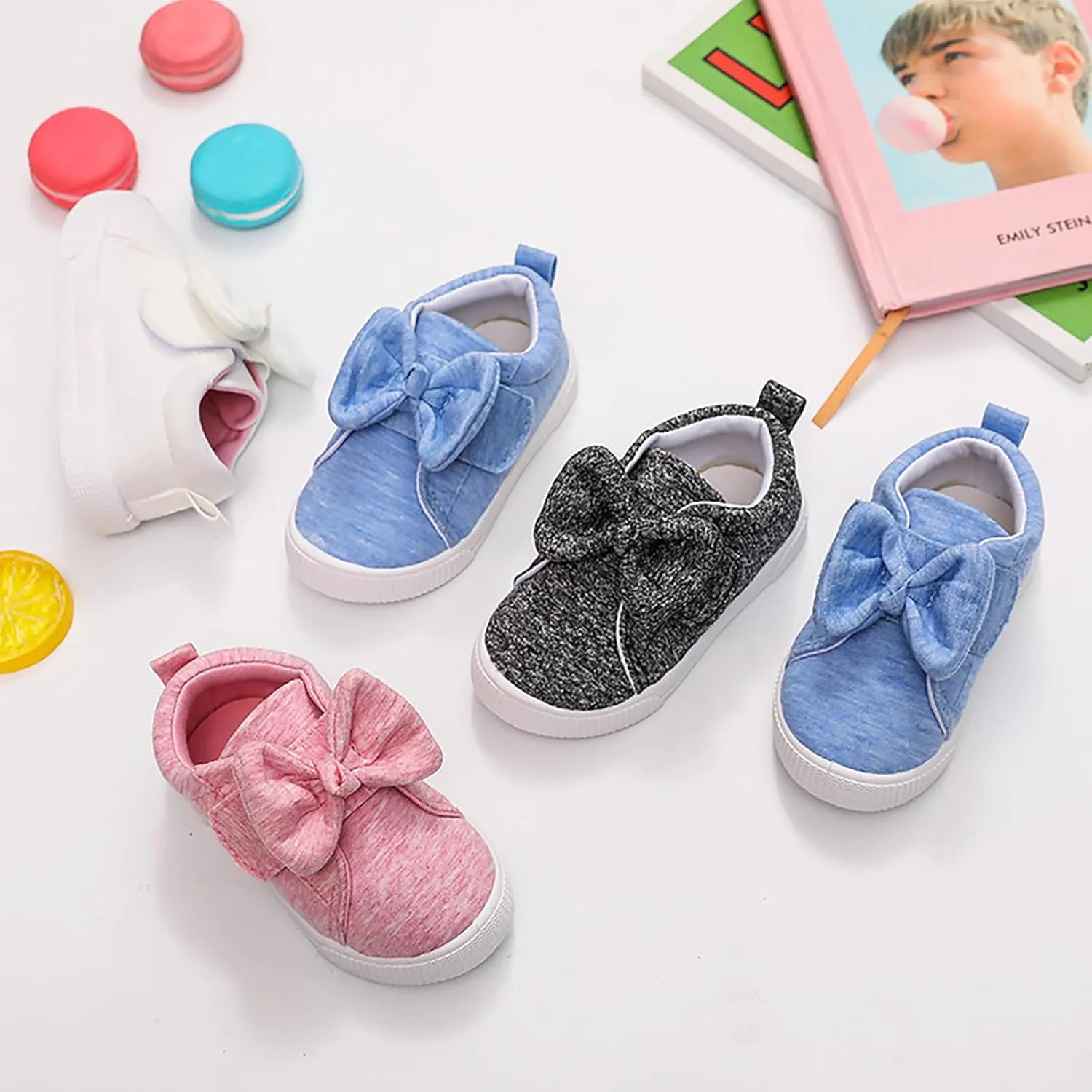Toddler Kids Lightweight Platform Sneakers Casual Walking Shoes Cute Bowknot Cotton Running Tennis Non-Slip Shoes