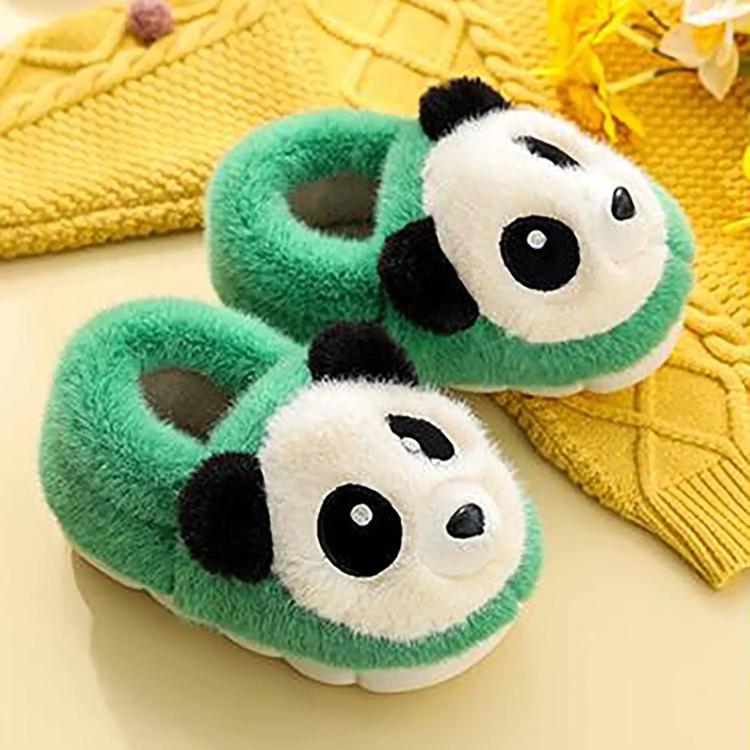 Toddler Panda Slippers Boys Girls Winter Indoor Shoes Cozy Lightweight Memory Foam Rubber Sole House Slippers