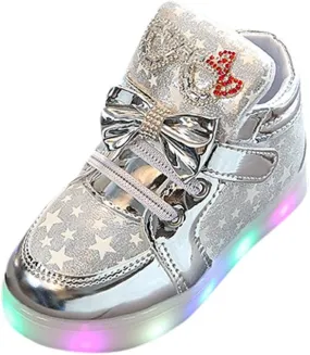 Toddler Sneakers Girls Sequins Walking Shoes, Kids Lightweight Tennis Sneakers with Hook and Loops