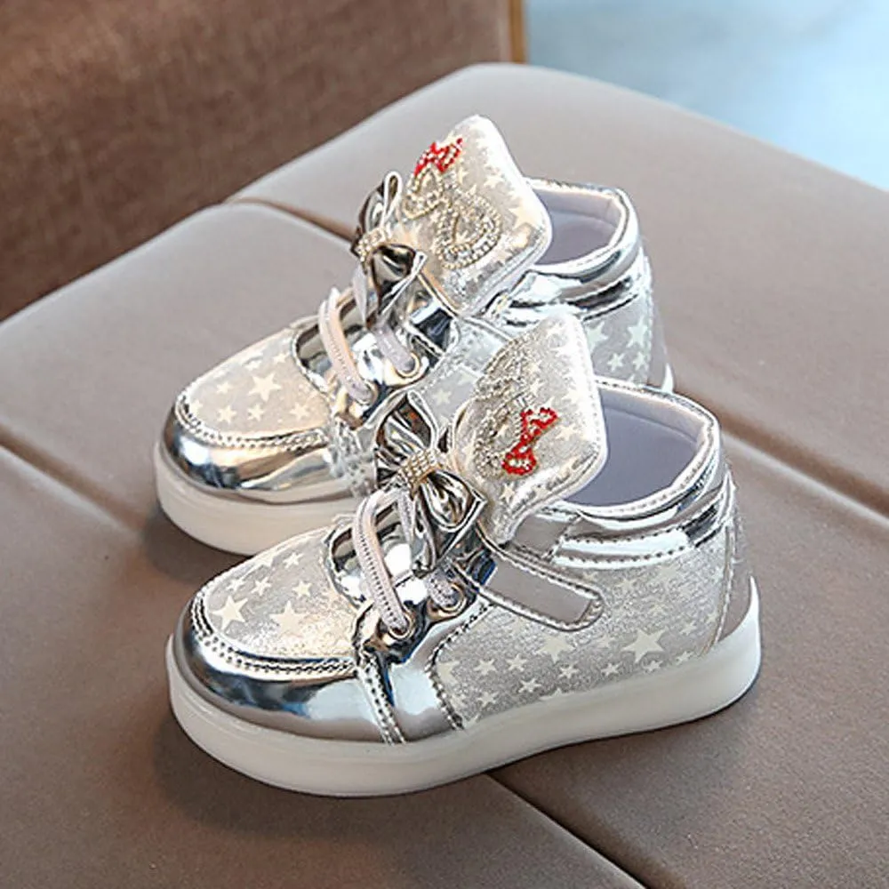 Toddler Sneakers Girls Sequins Walking Shoes, Kids Lightweight Tennis Sneakers with Hook and Loops