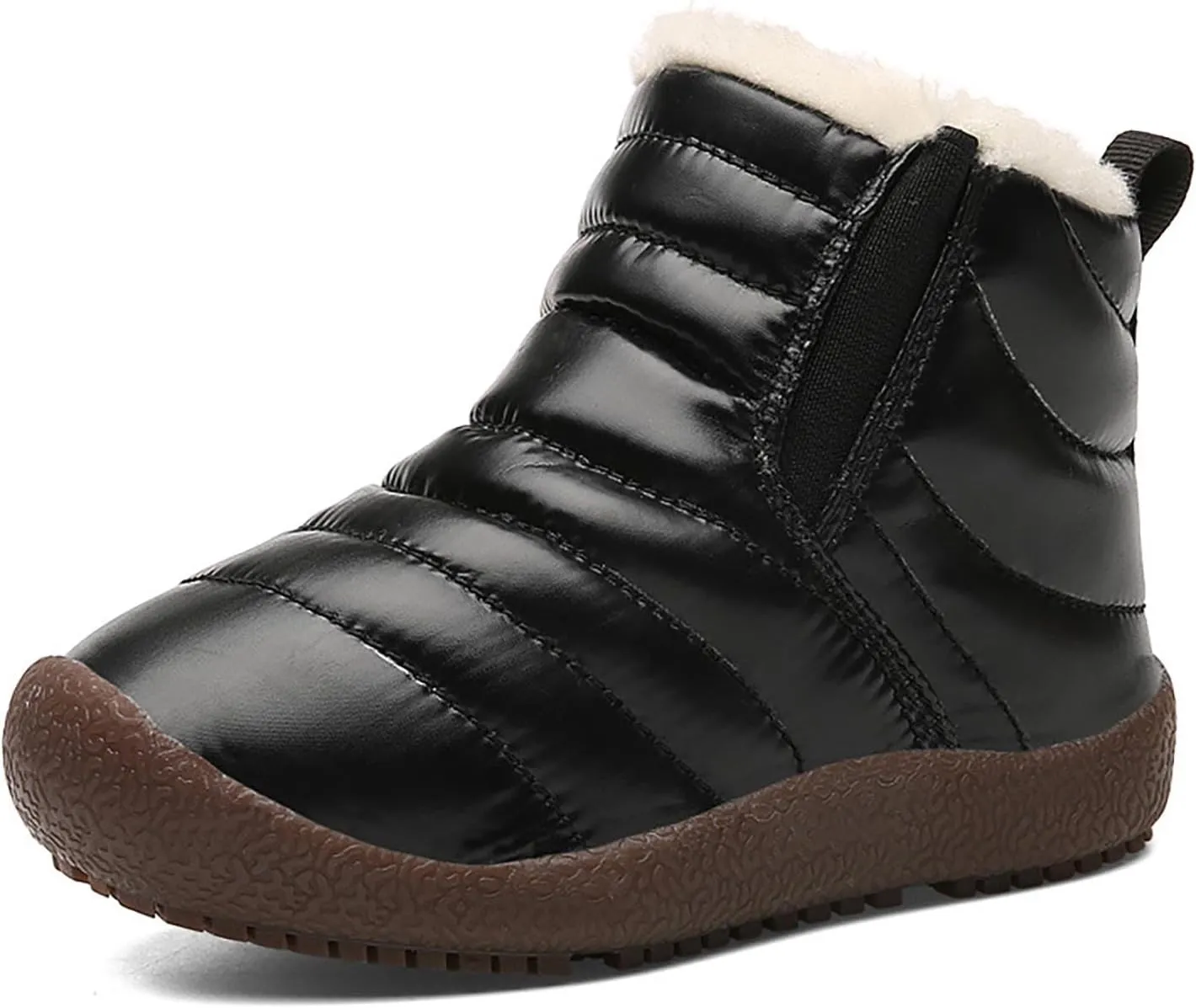 Toddler Snow Boots Winter Warm Booties Fr Lined Anti-Slip Ankle Boots Outdoor Slip On Waterproof Comfortable Booties