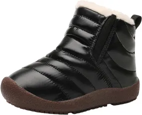 Toddler Snow Boots Winter Warm Booties Fr Lined Anti-Slip Ankle Boots Outdoor Slip On Waterproof Comfortable Booties