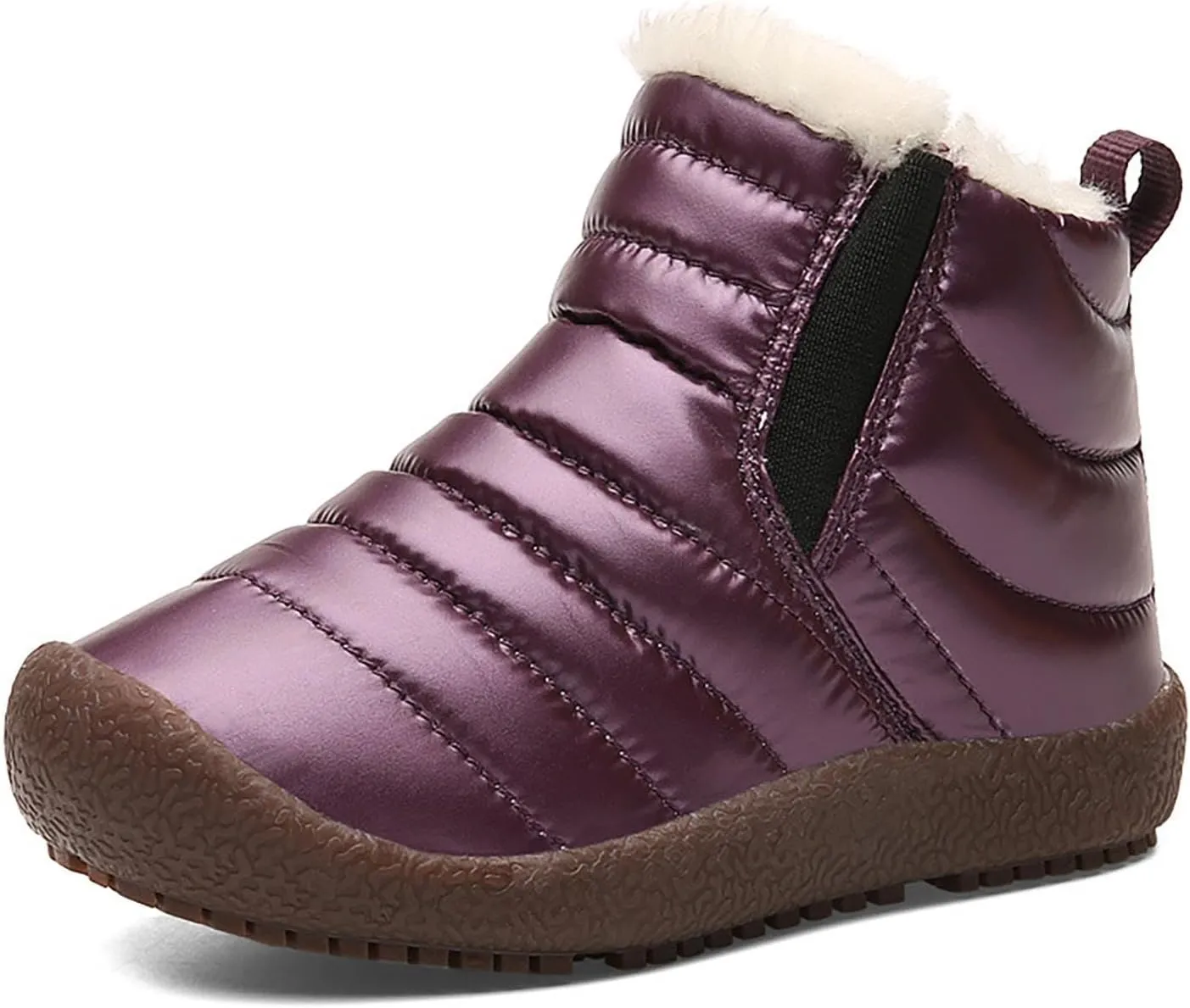 Toddler Snow Boots Winter Warm Booties Fr Lined Anti-Slip Ankle Boots Outdoor Slip On Waterproof Comfortable Booties