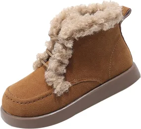 Toddler Unisex Warm Fr ining Soft Boots Little Child Winter Ankle Non-Slip Rubber Texture Sole Snow Shoes