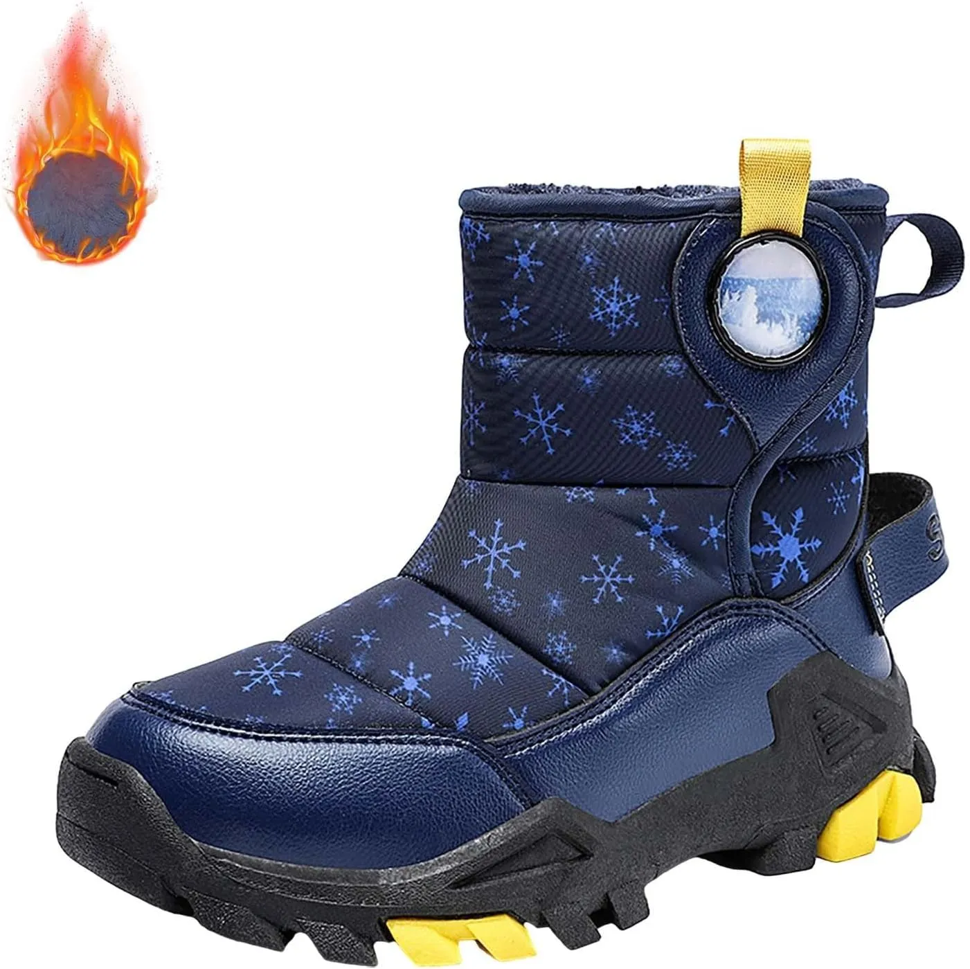 Toddler Winter Boots Insulated Faux Fr Boys Girls Non-Slip Hiking Boots Cozy Plush Size 6 Toddler Kids Boys Snow Boots