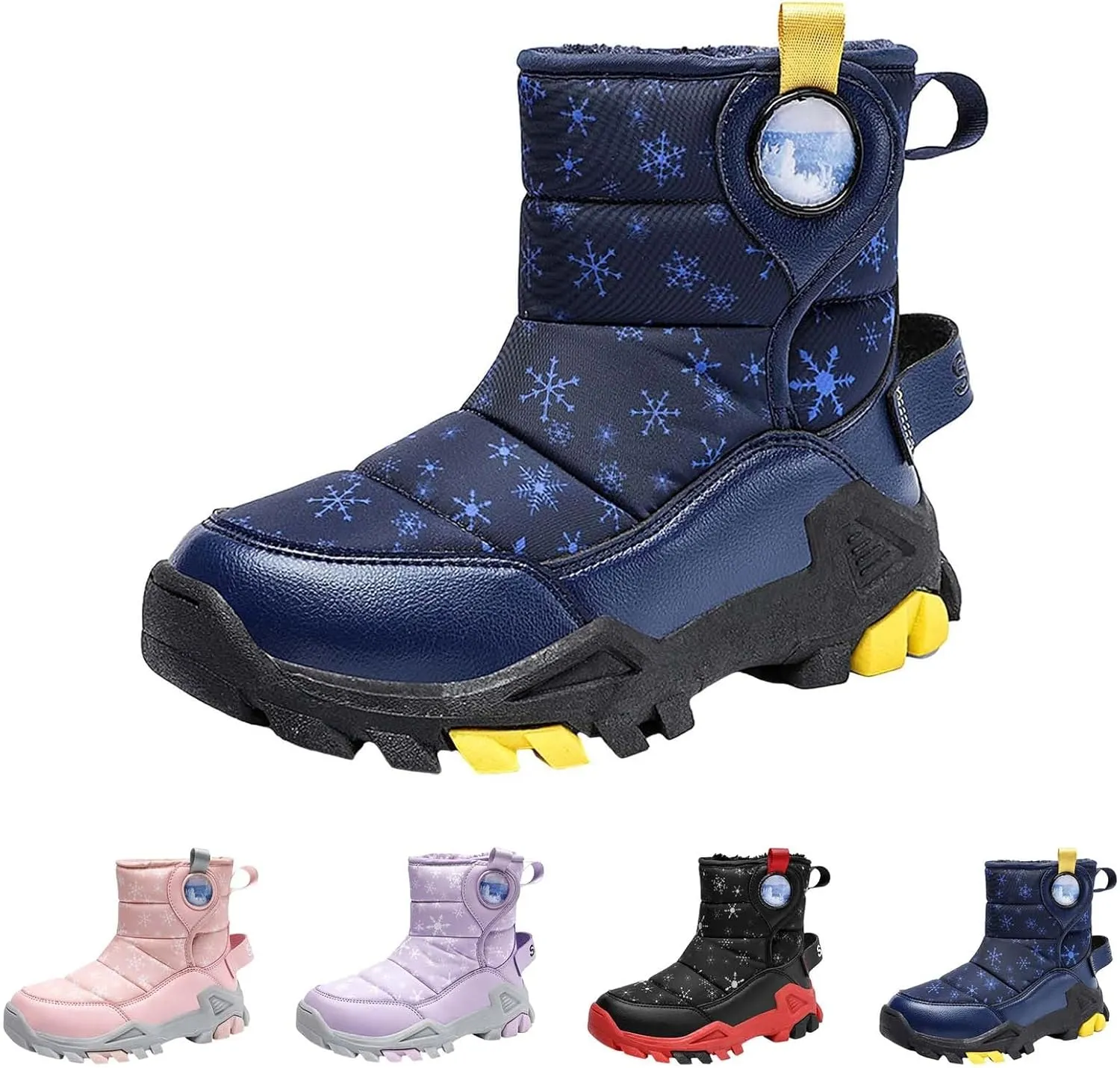 Toddler Winter Boots Insulated Faux Fr Boys Girls Non-Slip Hiking Boots Cozy Plush Size 6 Toddler Kids Boys Snow Boots