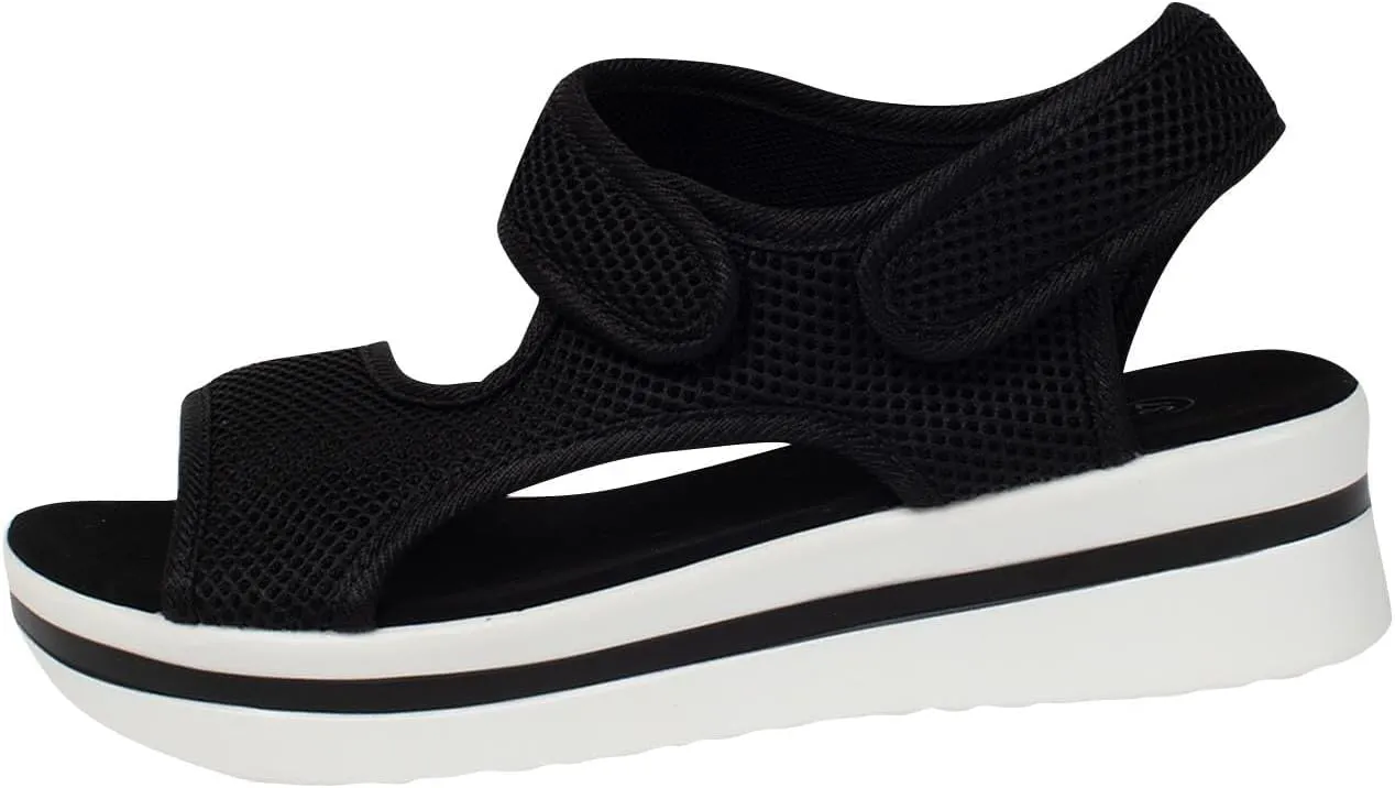 Walking Sandals Women Orthopedic Comfortable Hiking Slip On Platform Sandals Thick Athletic Cushion Adjustable Strap Summer Shoes with Comfortable Plantar Fasciitis Arch Support