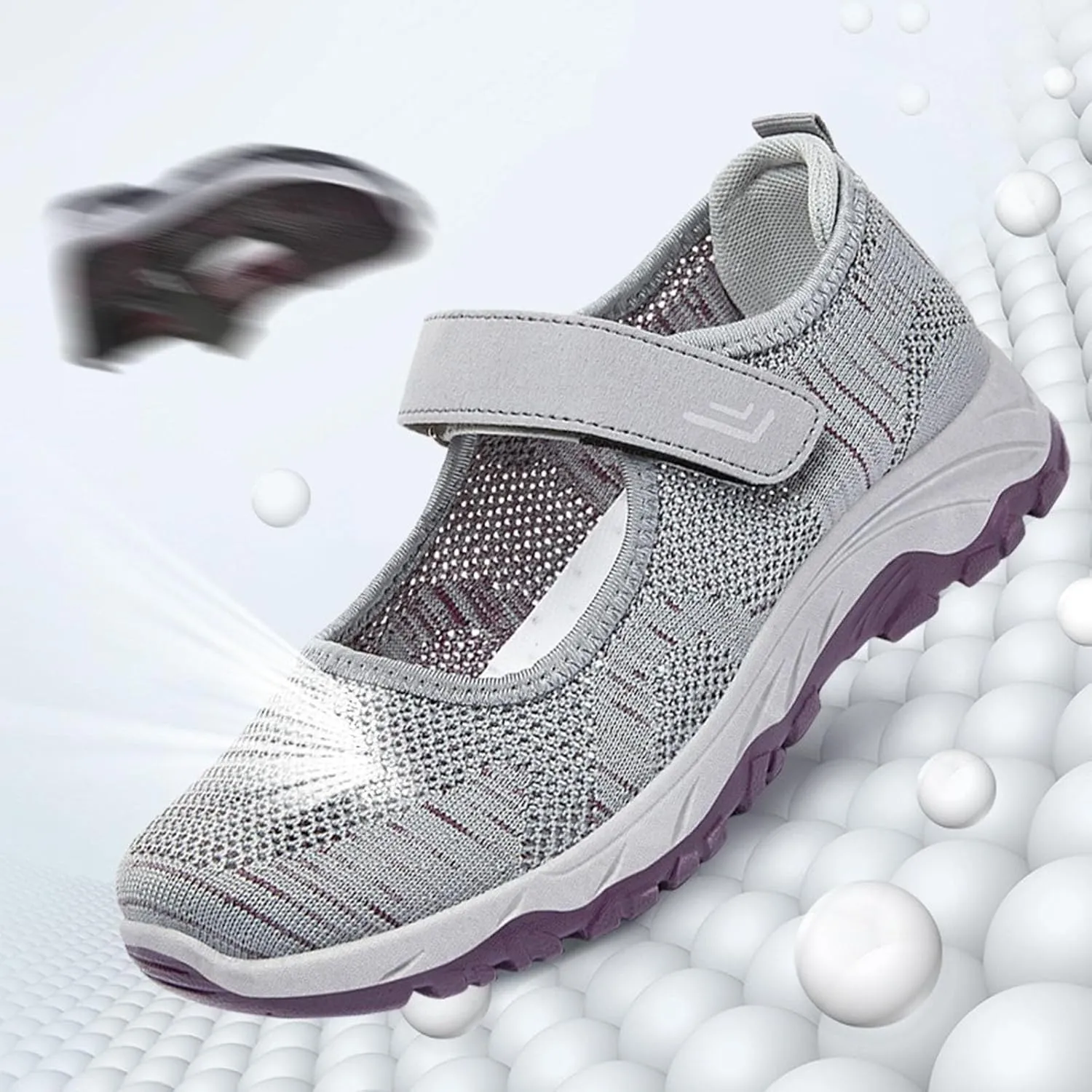 Walking Shoes for Women Non Slip Sneakers Breathable Mesh Orthopedic Sneakers Hook and Loop Strap Running Shoes