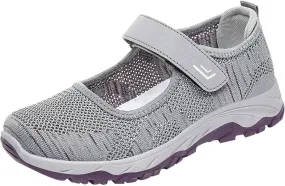Walking Shoes for Women Non Slip Sneakers Breathable Mesh Orthopedic Sneakers Hook and Loop Strap Running Shoes