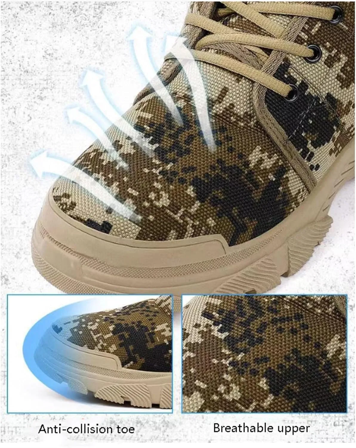 Walking Snow Boots Men, Men's Camouflage Anti-Slip Warm Fur Winter Snow Boots, Lightweight Breathable Lace up Hiking Booties, for Cold Weather, Work, Hiker, Trekking, Trail
