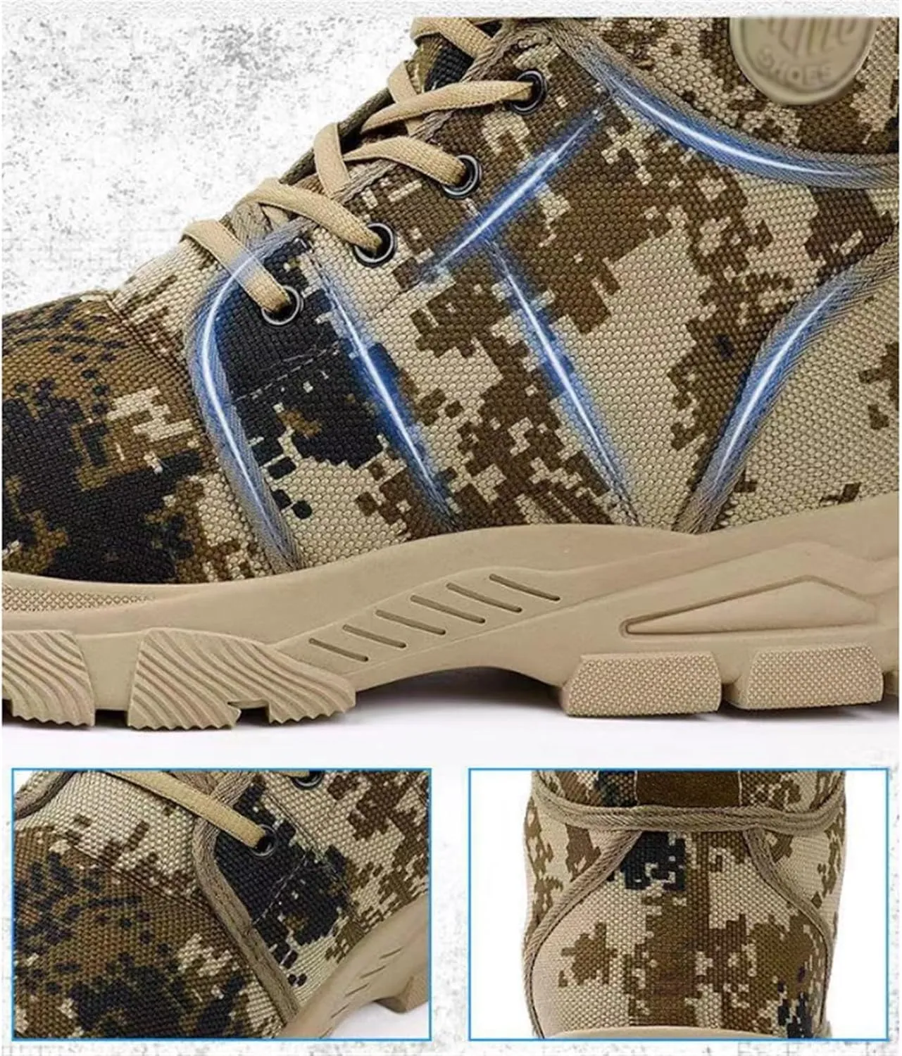 Walking Snow Boots Men, Men's Camouflage Anti-Slip Warm Fur Winter Snow Boots, Lightweight Breathable Lace up Hiking Booties, for Cold Weather, Work, Hiker, Trekking, Trail