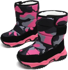 Waterproof Kids Snow Camouflage Boots Girls Toddlers Insulated Warm Fleece Lined Winter Snow Boots Boys Little Kid