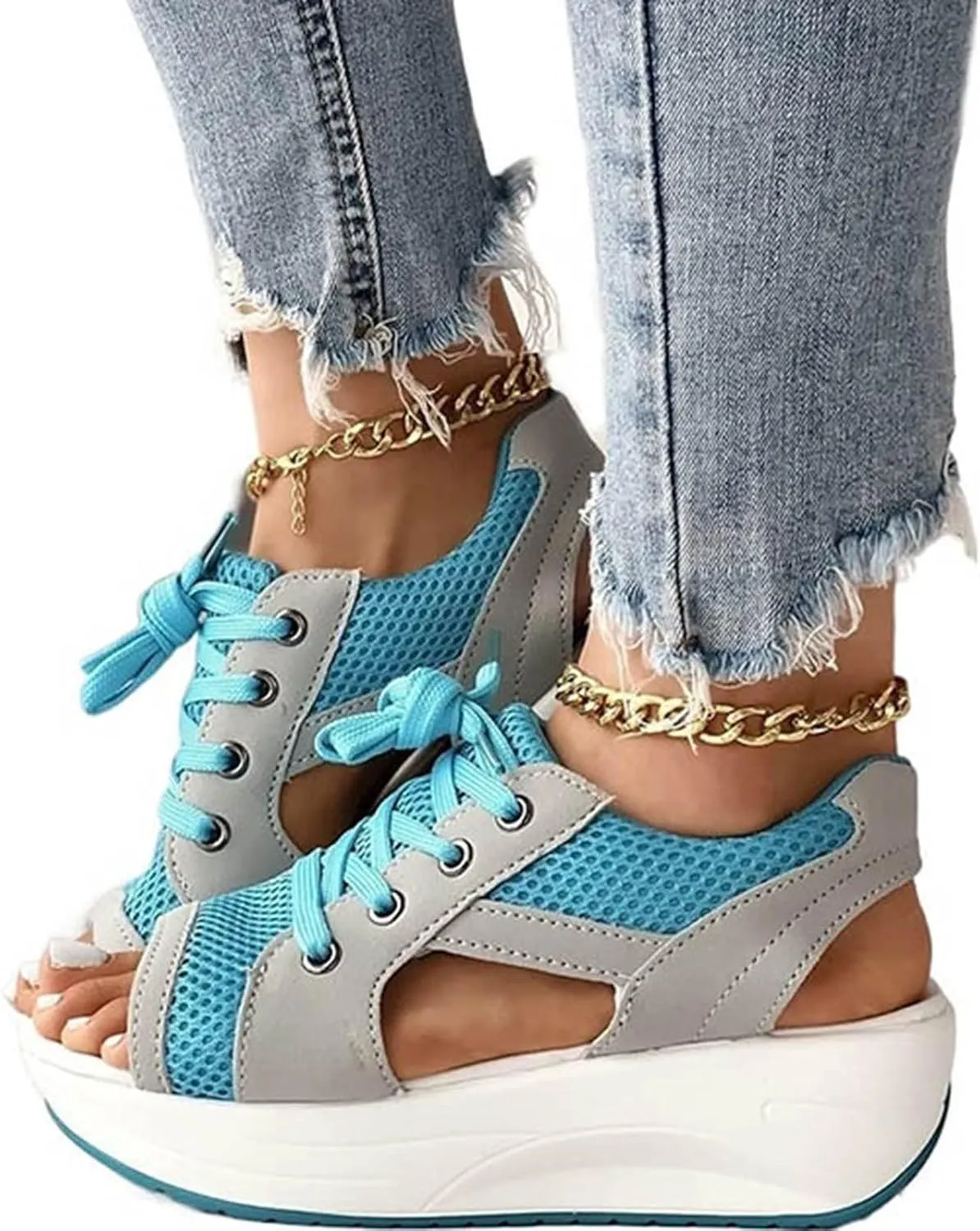 Wedge Sandals for Women Ankle Strap Heel Sandal Open Toe Summer Low Wedges Womens Comfortable Open Toe Sandal