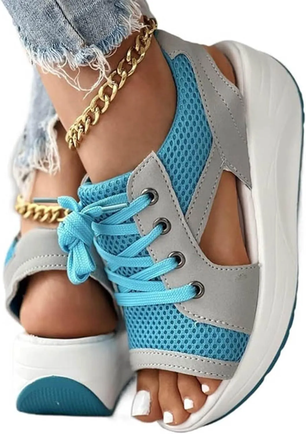 Wedge Sandals for Women Ankle Strap Heel Sandal Open Toe Summer Low Wedges Womens Comfortable Open Toe Sandal