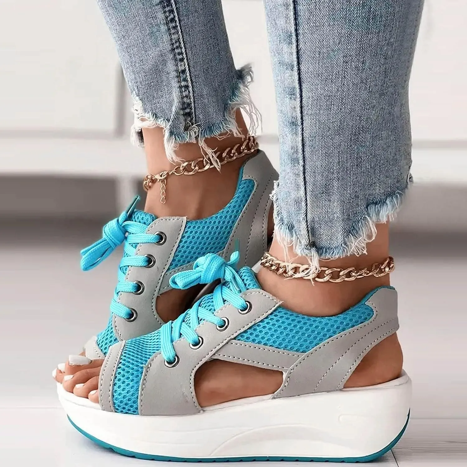 Wedge Sandals for Women Ankle Strap Heel Sandal Open Toe Summer Low Wedges Womens Comfortable Open Toe Sandal