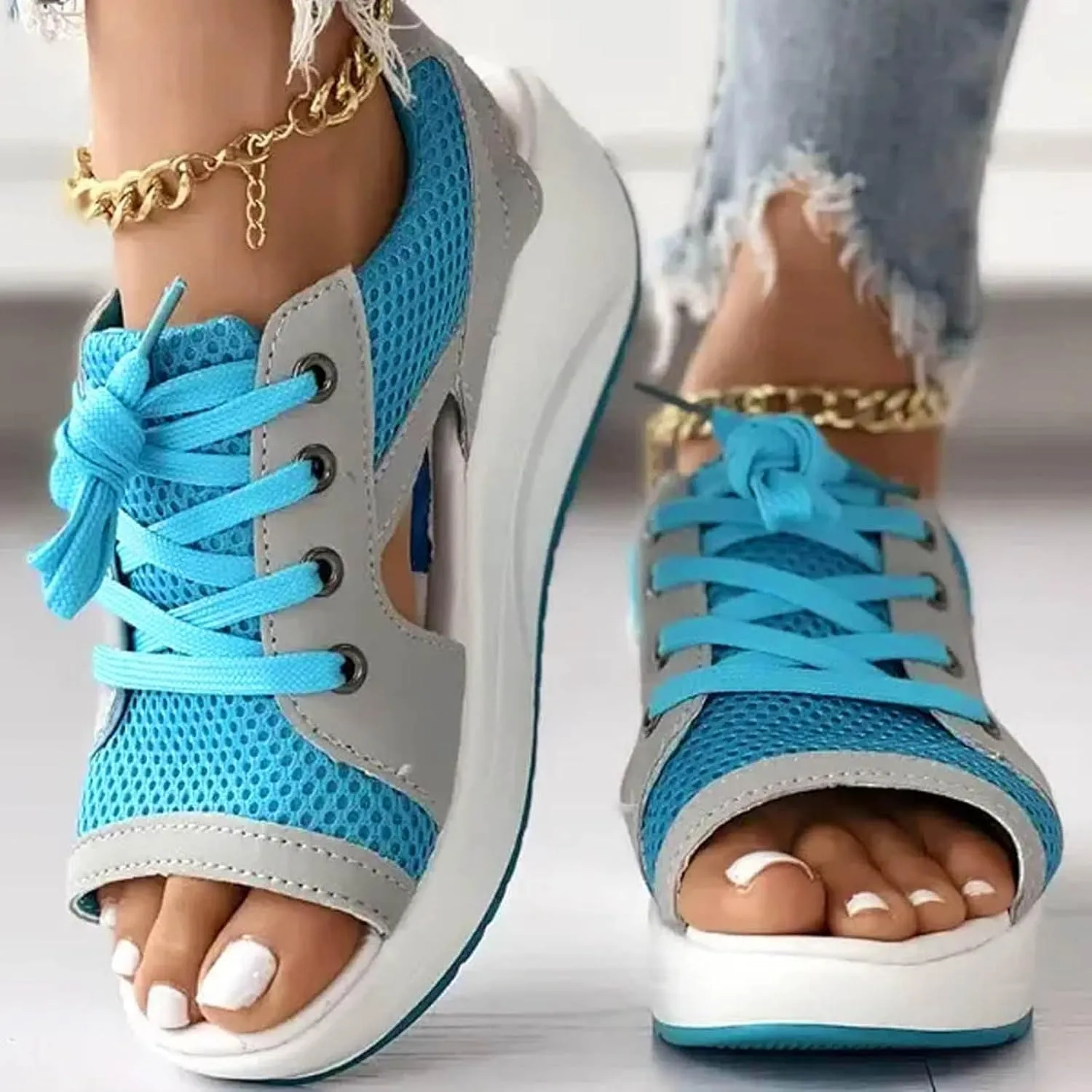 Wedge Sandals for Women Ankle Strap Heel Sandal Open Toe Summer Low Wedges Womens Comfortable Open Toe Sandal