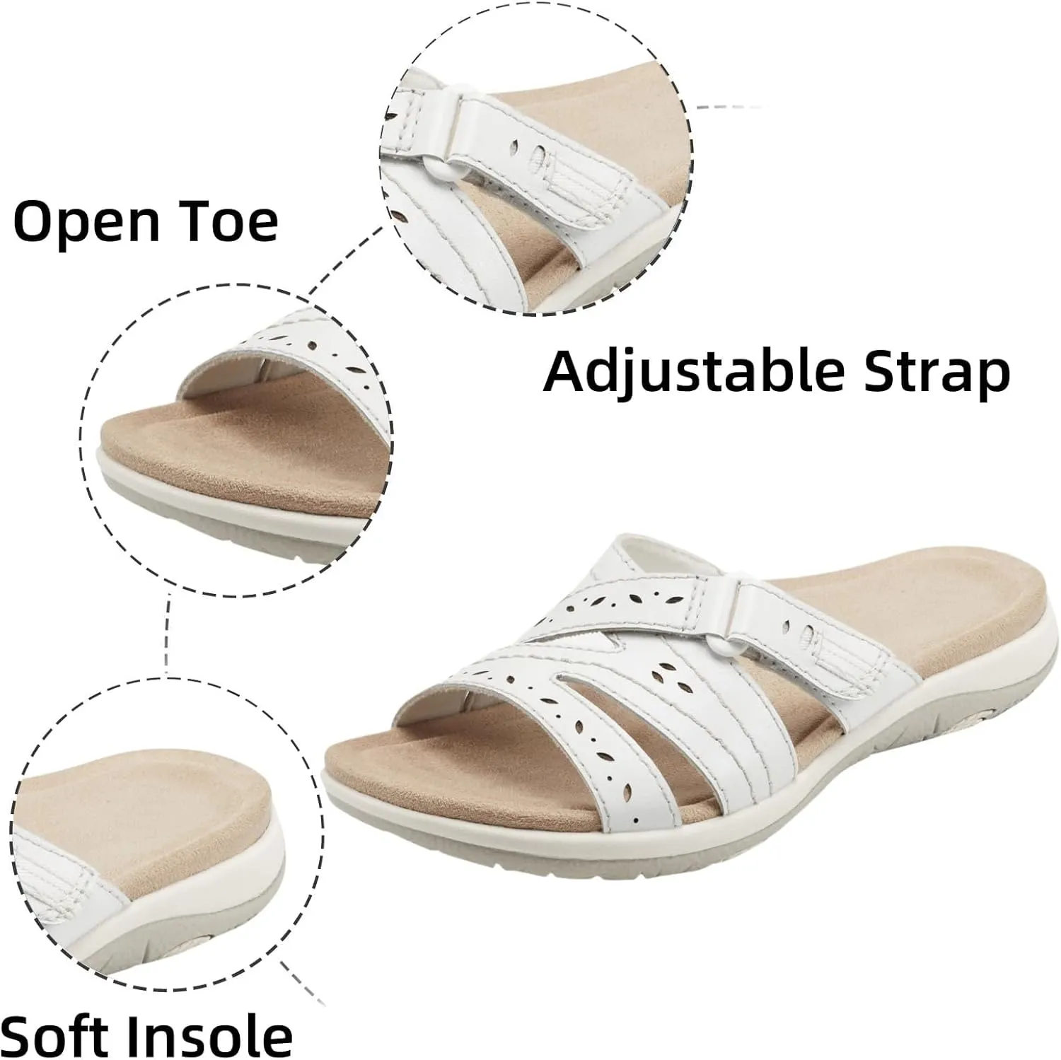 Wedge Sandals for Women Arch Support Orthopedic Sandals Comfortable Slides Slippers Lightweight Walking Beach Shoes