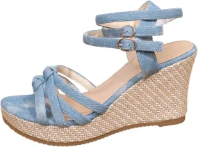Wedge Sandals for Women Casual Flatform Platform Wedges Sandals Womens Casual Slip on Summer Wedge Sandals