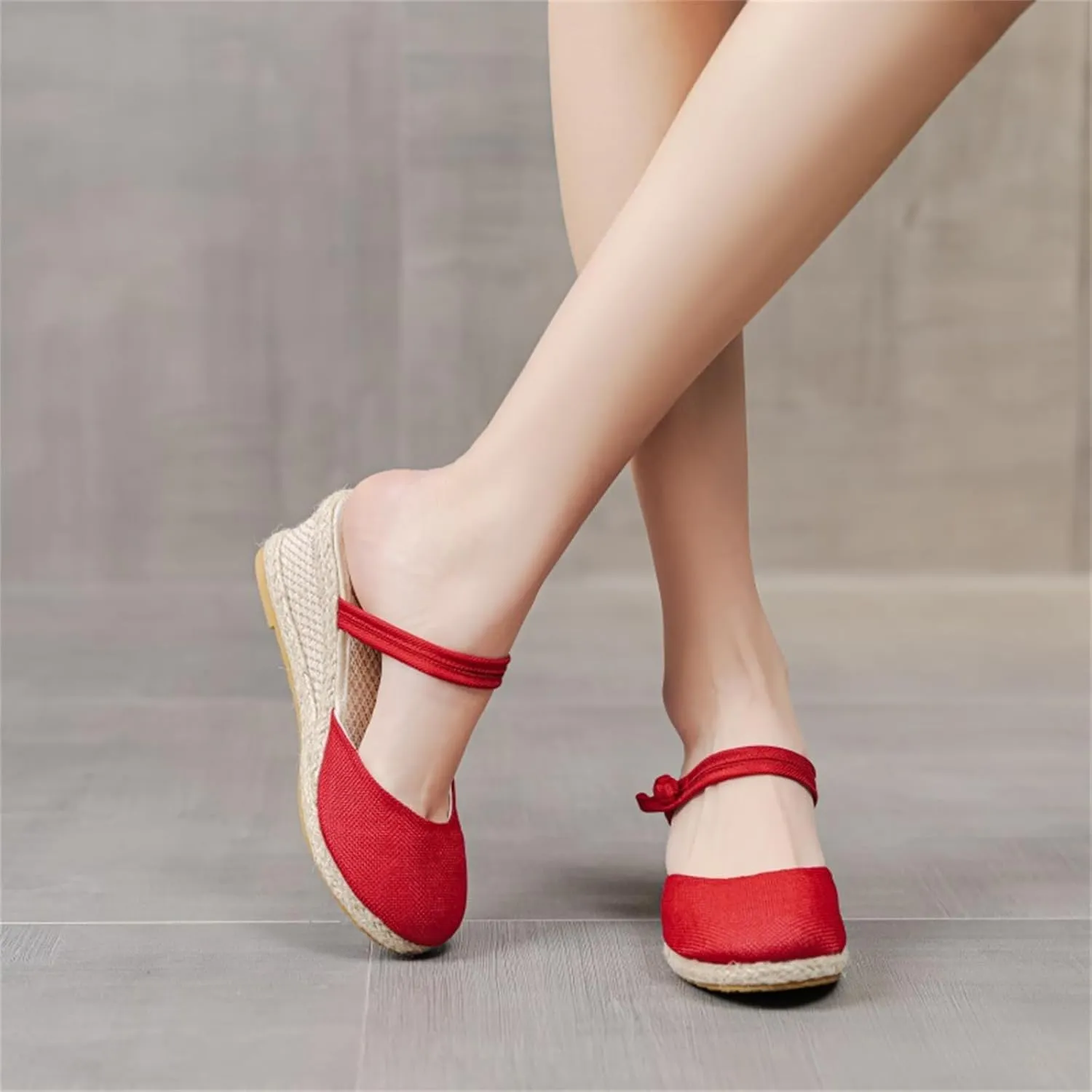Wedge Sandals for Women Dressy Summer Closed Toe Slip On Espadrilles Slipper Sandals Fashion Fabric Canvas Slippers for Summer and Daily Wear