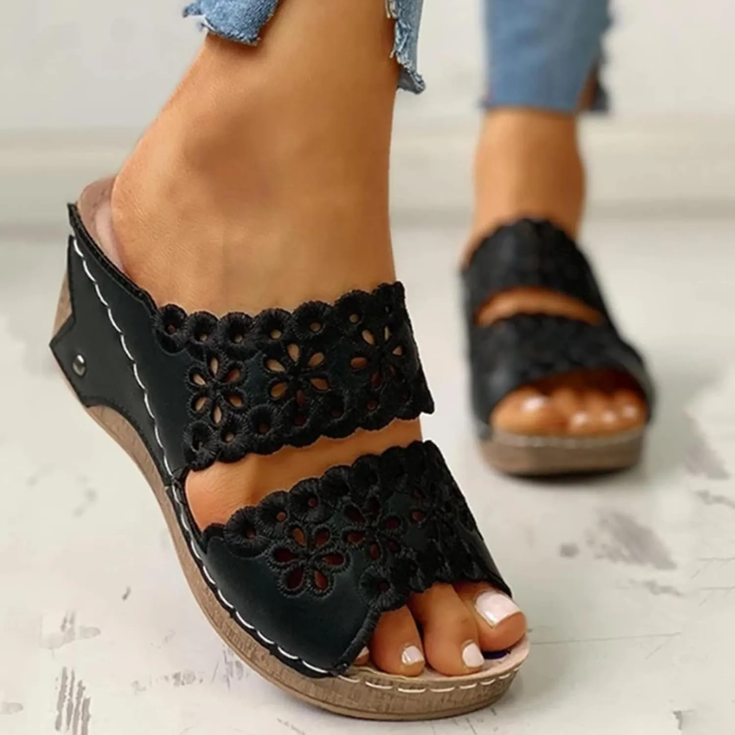 Wedge Sandals for Women Wedge Espadrilles Brown Beach Sandals Women's Casual Platform Open Toe Wedge Sandal