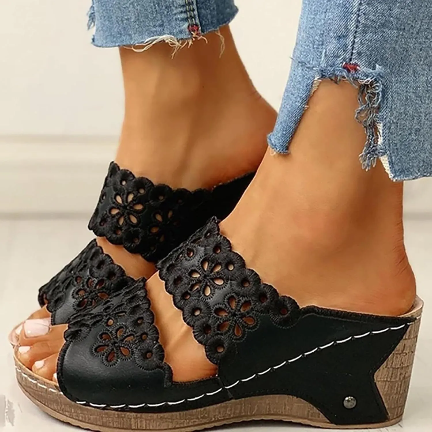 Wedge Sandals for Women Wedge Espadrilles Brown Beach Sandals Women's Casual Platform Open Toe Wedge Sandal