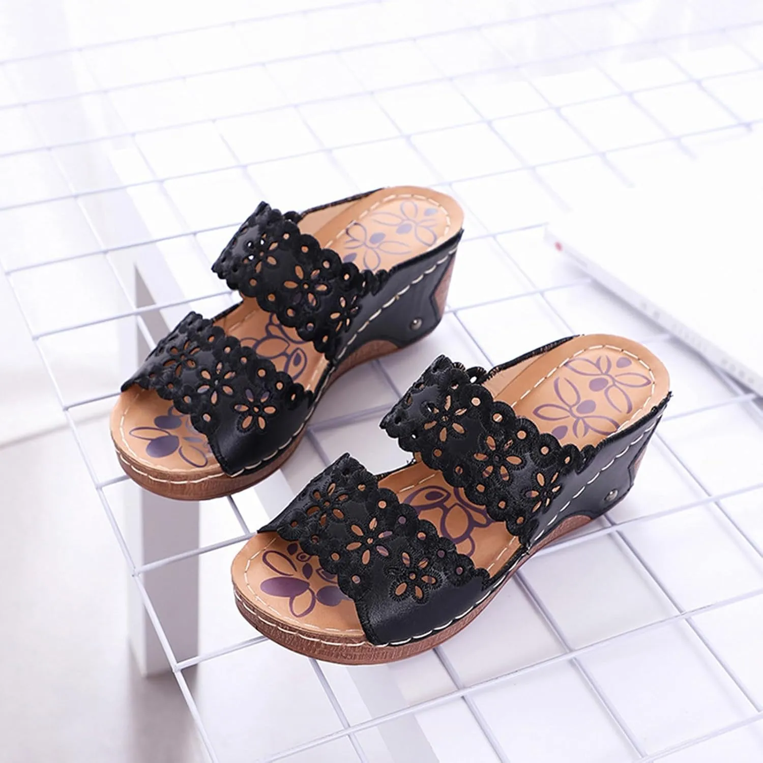 Wedge Sandals for Women Wedge Espadrilles Brown Beach Sandals Women's Casual Platform Open Toe Wedge Sandal
