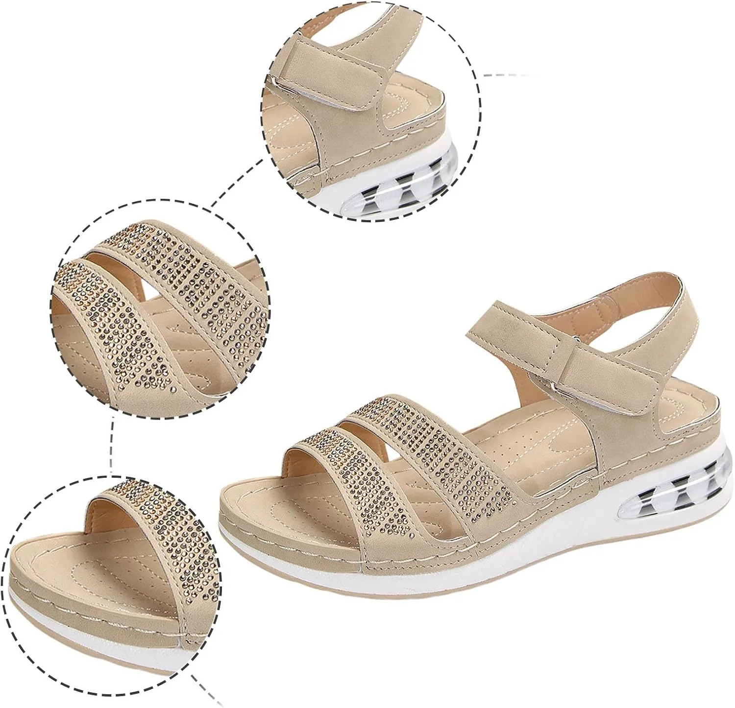 Wedge Sandals for Women Women's Casual Summer Women Wedge Heels Shoes Elastic Ankle Strap Wedges Sandals