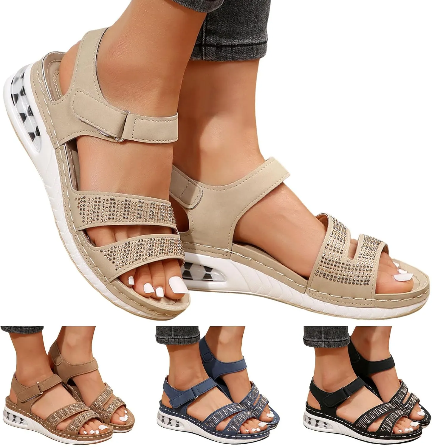 Wedge Sandals for Women Women's Casual Summer Women Wedge Heels Shoes Elastic Ankle Strap Wedges Sandals