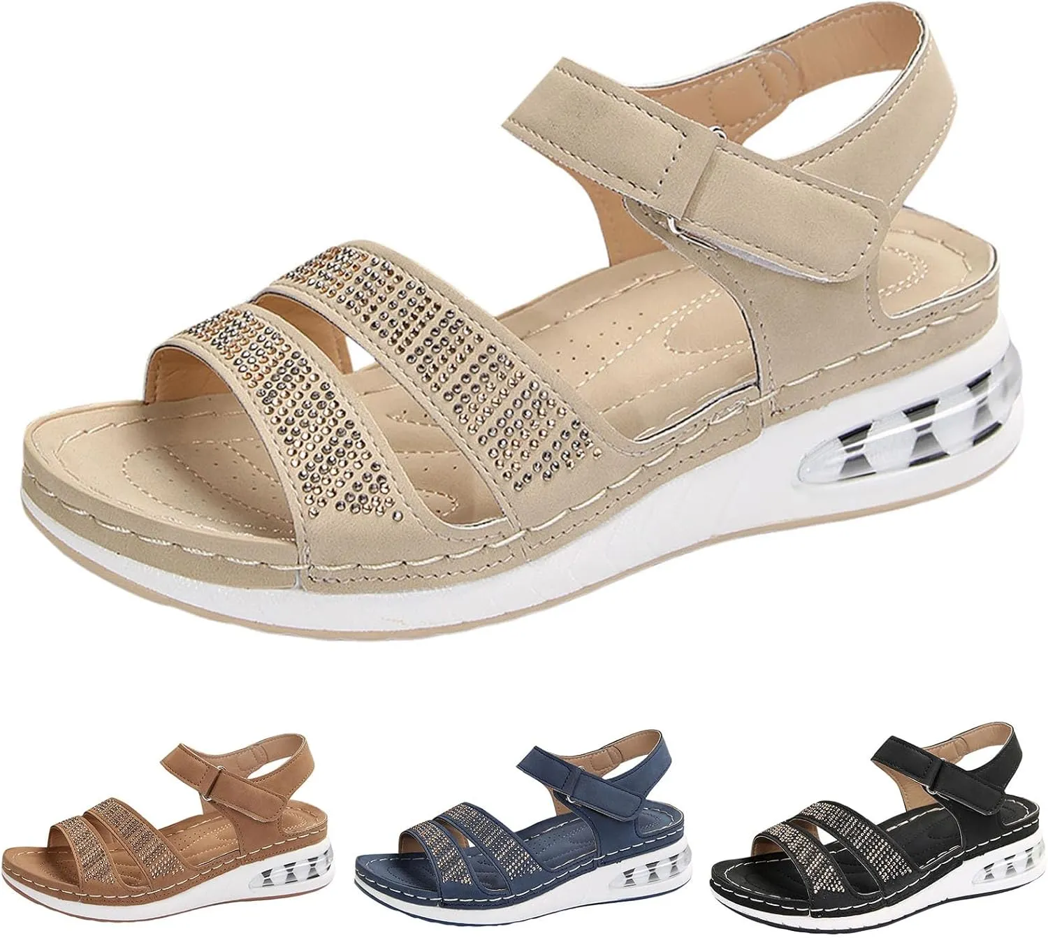 Wedge Sandals for Women Women's Casual Summer Women Wedge Heels Shoes Elastic Ankle Strap Wedges Sandals
