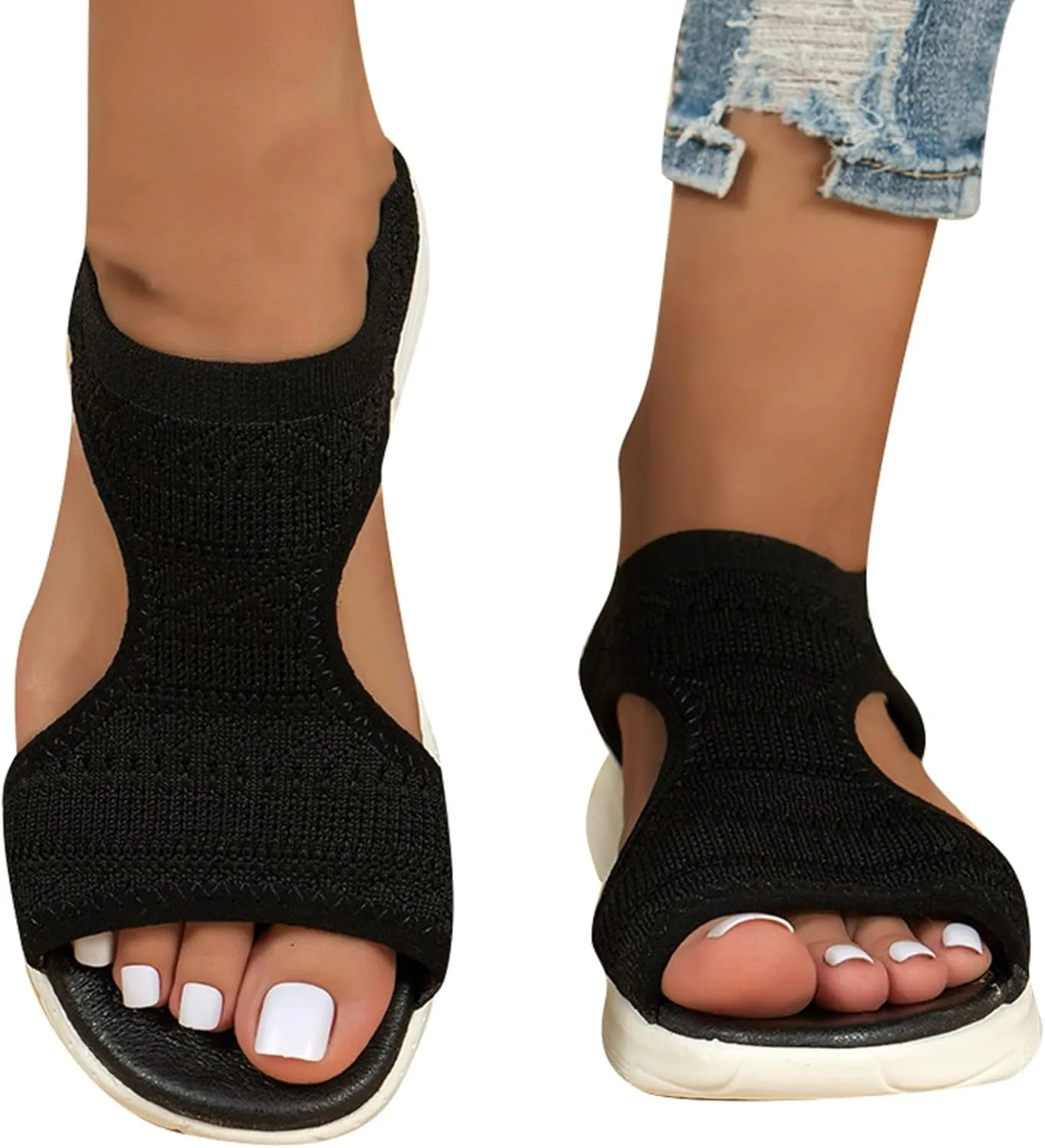 Wedge Sandals Women Open Toe Flatform Fashion Sandals Silver Flats Women's Classic Wedge Heels Sandals