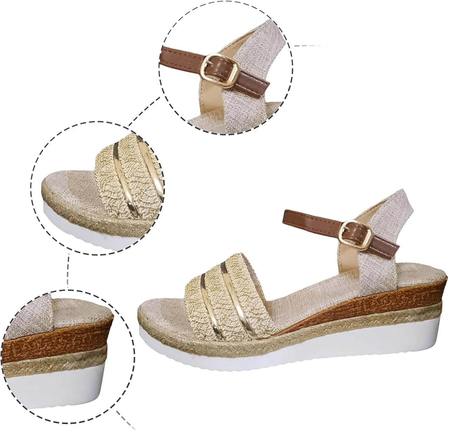 Wedges for Women Ankle Strap Heel Sandal Open Toe Summer Casual Flatform Platform Wedge Slides for Women