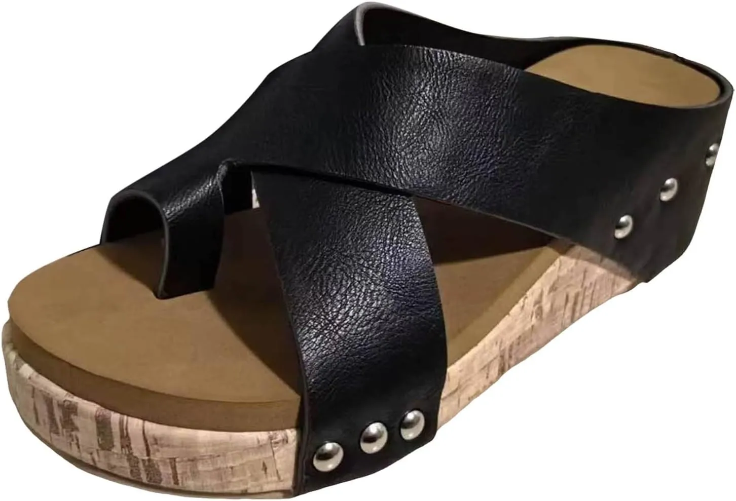 Wedges for Women Womens Casual Slip on Summer Wedge Sandals Black Slides Women's Classic Wedge Heels Sandals