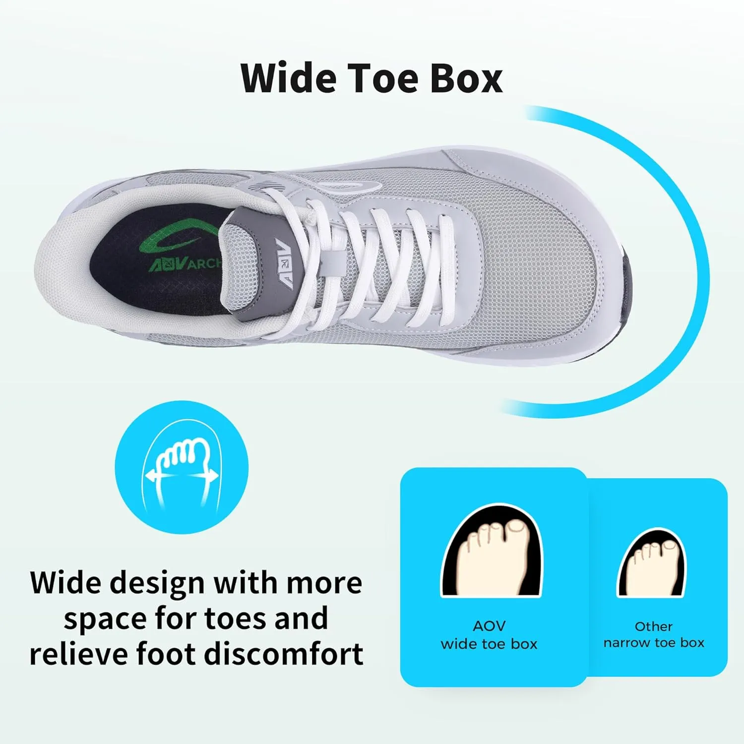 Wide Toe Box Shoes for Men Arch Support Walking Shoes Plantar Fasciitis Orthotic Tennis Sneakers
