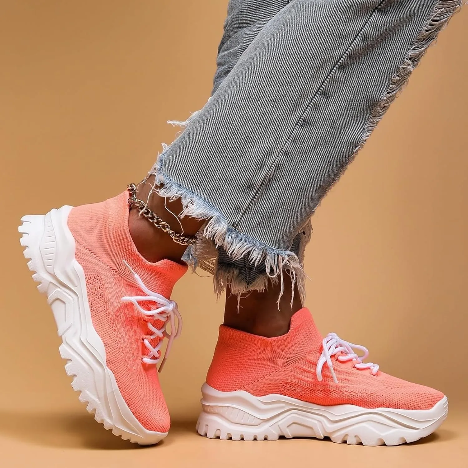 Wide Toe Box Sneakers Women Fashion Platform Chunky Sneakers Loafers Comfortable Breathable Wedge Walking Sport Casual Shoes Mesh Slip On Walking Shoes