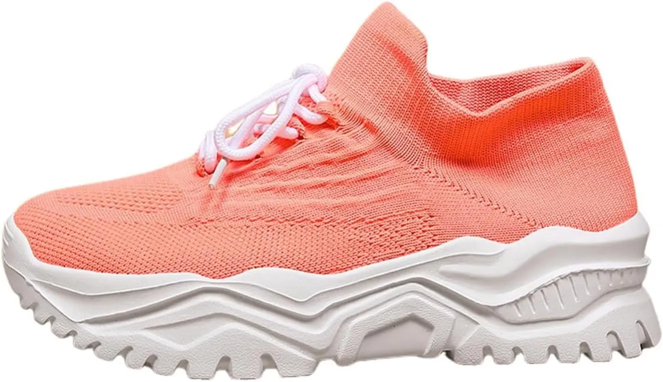 Wide Toe Box Sneakers Women Fashion Platform Chunky Sneakers Loafers Comfortable Breathable Wedge Walking Sport Casual Shoes Mesh Slip On Walking Shoes