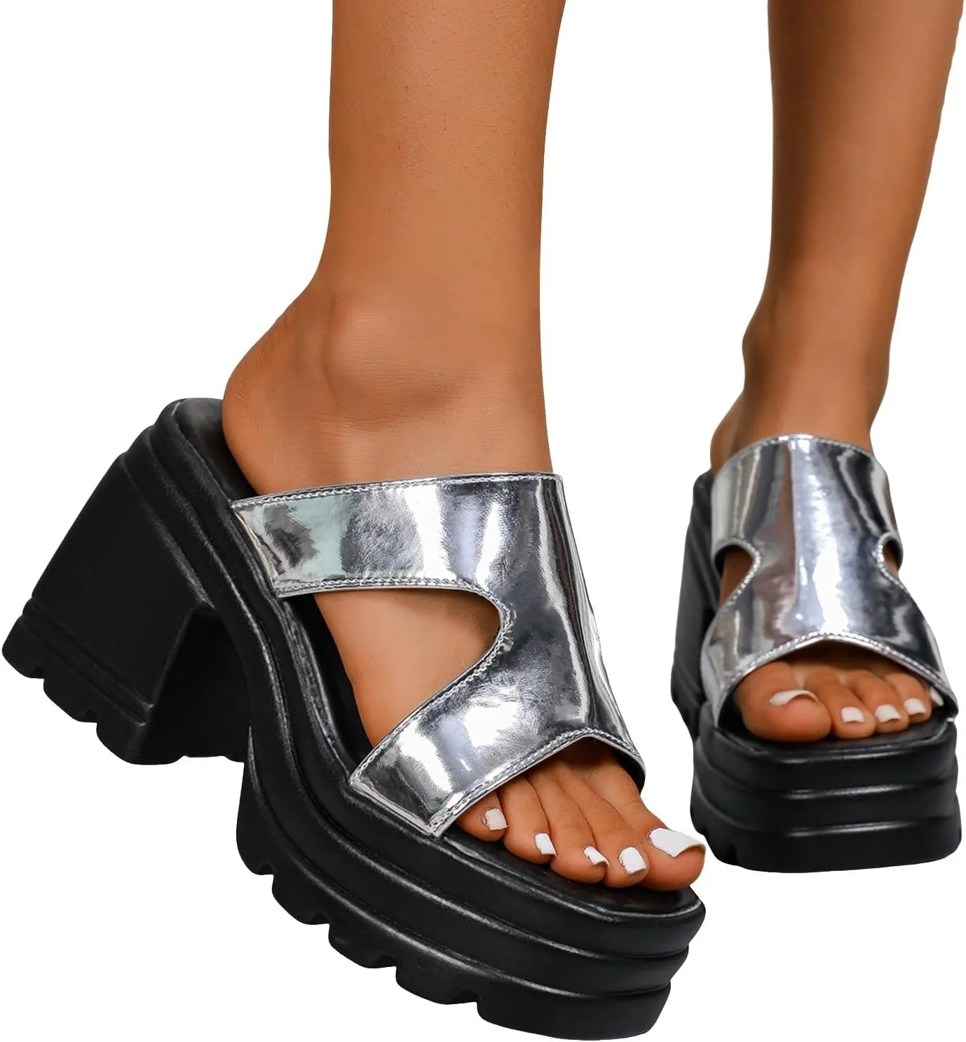 Wide Width Women's Heeled Sandals Square Open Toe Sandals Low Heels 4 Inch Chunky Dress Shoes Women Heel