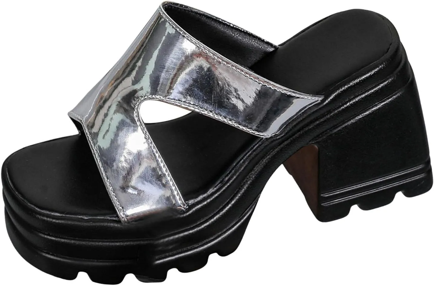 Wide Width Women's Heeled Sandals Square Open Toe Sandals Low Heels 4 Inch Chunky Dress Shoes Women Heel