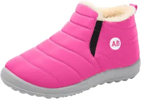Winter Snow Boots for Kids kids Slip On Barefoot Boots Faux Fur Lined Ankle Booties Girls Boys Barefoot Boots Shoes